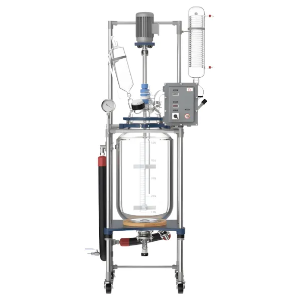 Reator de vidro encamisado Planta Piloto 50L anti-explosão Vortex-R para processos químicos seguros.